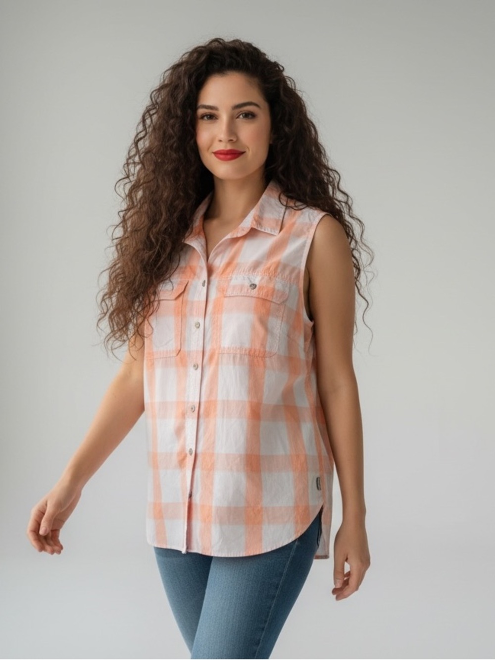 Eddie Bauer Travex Classic Fit Plaid Sleeveless Top - Size L
